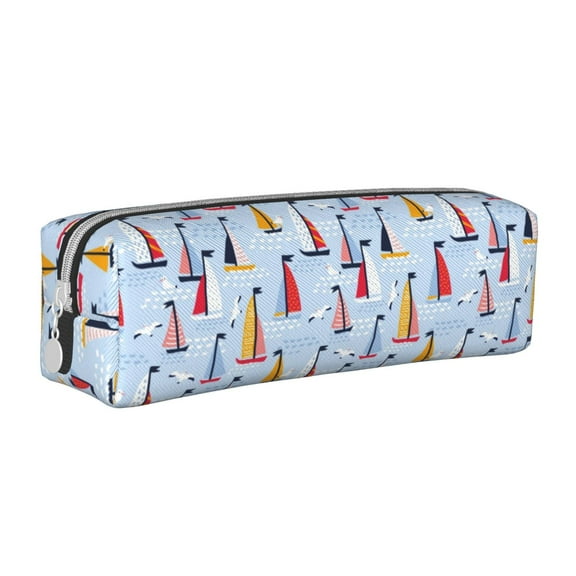 Honeii Sailboats And Seagulls Pattern Pencil Case, Pencil Pouch, Pencil Case Small, Pencil Pouch Aesthetic, PVC Pencil Pouch, Pencil Bag, Makeup Pouch