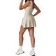 thumbnail image 3 of Vestido de Tenis de Cuello Alto para Mujer, Sin Mangas, con Falda Cruzada y Pantalones Cortos Incorporados, Vestido Deportivo de Golf, Color Avena Albaricoque M, 3 of 9