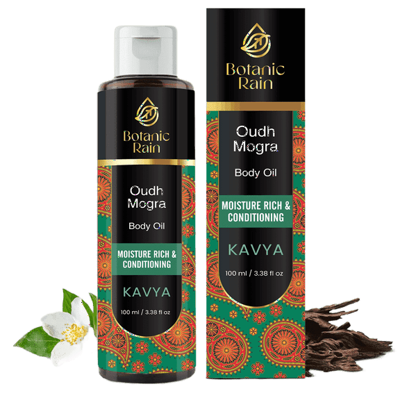 Botanic Rain Ayurveda Body Oil after Shower with Oudh Mogra for Crepey Skin - 3.38 fl oz