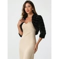 thumbnail image 2 of DARING DIVA Cropped Jacket  Open Front Bolero Faux Fur Shrug M Black, 2 of 6
