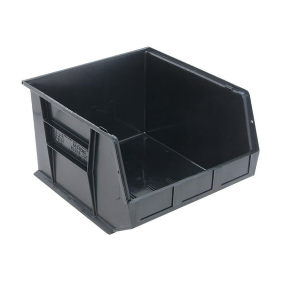 Quantum Storage Systems QUS270BR Ultra Stack & Hang Recycled Plastic Heavy Duty Part Organizer Black Bins 18" L x 17" W x 11" H 3 Pack CA1