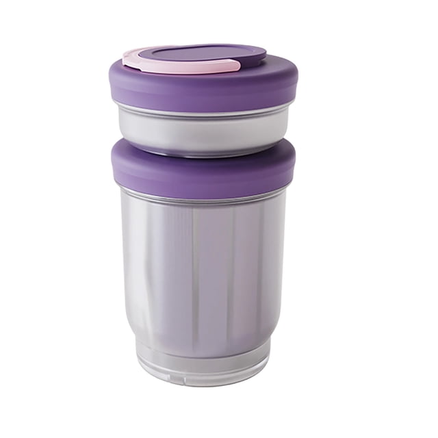 Fruit Cup with Lid Double-Layer 760 mL Portable Salad Container with Fork Microwave-Safe BPA-Free PP+Silicone for Office Outdoor Use