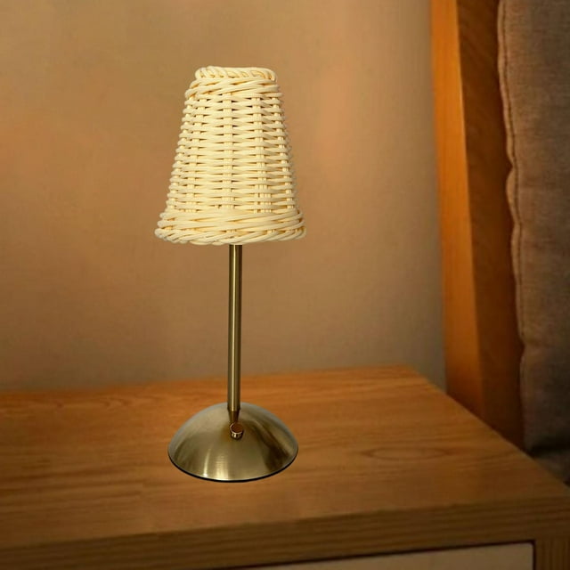 Lámpara de escritorio inalámbrica, portátil, LED, para decoración del hogar, pequeña, regulable, luz de noche, para habitación infantil, mesita de Blanco lechoso