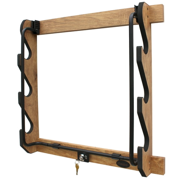 Rush Creek Creations Indoor Gun Rack for up to 3 Rifles or Shotguns with Metal Locking Bar for Secure Gun Storage, Scratch-Resistant Finish, American Cherry