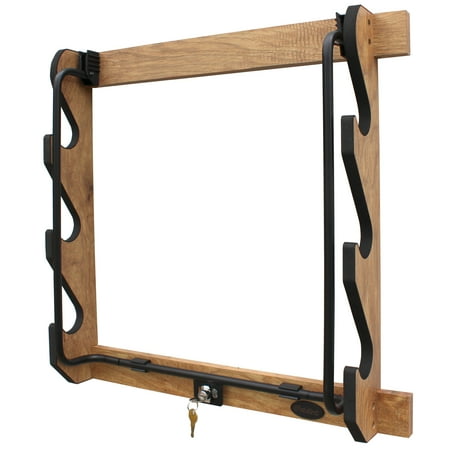 Rush Creek Creations Indoor Gun Rack for up to 3 Rifles or Shotguns with Metal Locking Bar for Secure Gun Storage Scratch-Resistant Finish American Cherry