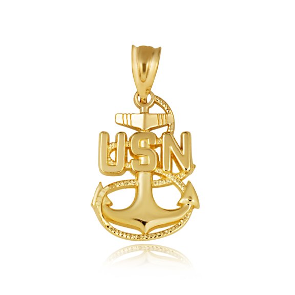 Gold United States Navy Officially Licensed Chief Petty Officer Anchor (10K Yellow Gold, Pendant)
