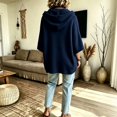 thumbnail image 4 of Lumtrix Women's Oversized 3/4 Sleeve Sweatshirt Loose Fit Drawstring Shirt Lightweight Casual Fall Outwear Navy M, 4 of 5