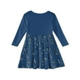 thumbnail image 4 of Abcomgle Long Sleeve Dress for Girls 10-12 Casual A-Line Fall Girls T-Shirt Dresses Vintage Floral Print Crew Neck Girls Skater Dress Summer Swing Dresses for 4-14t Kids 11-12 Years,Navy, 4 of 5