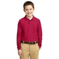 thumbnail image 1 of Port Authority Y500LS Youth Long Sleeve Polo Shirt - Red - Small, 1 of 2