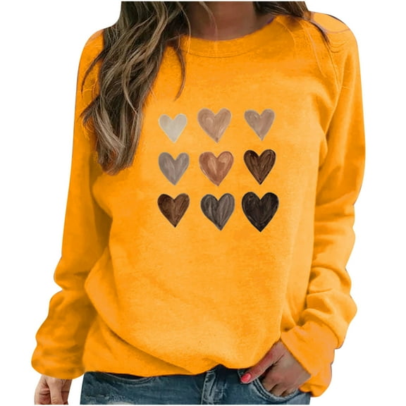 hotojiny Plus Size Sweatshirts for Women Trendy Heart Long Sleeve Shirts Oversized Crew Neck Fleece Pullover Tops Fall Winter Outfit