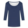 thumbnail image 2 of 3/4 Sleeve T Shirts for Women 2025 Fall Casual Scoop Neck Solid Color Plain Basic Tshirt Womens T Shirts, 2 of 4