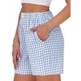 thumbnail image 5 of Fantaslook Plaid Shorts for Women Button Gingham Cotton Shorts Summer Lounge Boxers Beach Shorts with Pocket, 5 of 10