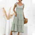 thumbnail image 4 of IROINNID Women's Sleeveless Prints Empire Dress Tank Splicing Dress Round Neckline Ankle-Length Dress, 4 of 6