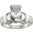 thumbnail image 1 of Sterling Silver Polished Cz Claddagh Ring (Size 8) Made In India qr6602-8, 1 of 5