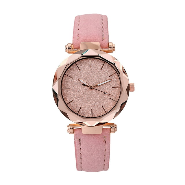 Reloj de cuarzo para mujer, relojes para mujer, reloj de cuarzo de moda informal para mujer, reloj con esfera centelleante y correa de cuero.