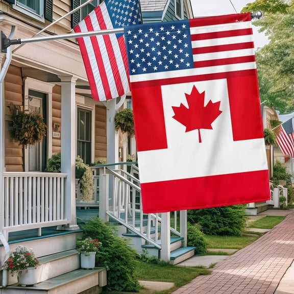 Garden Flag America Canada Poland, Triple Heritage, 12x18 POLE NOT INCLUDED
