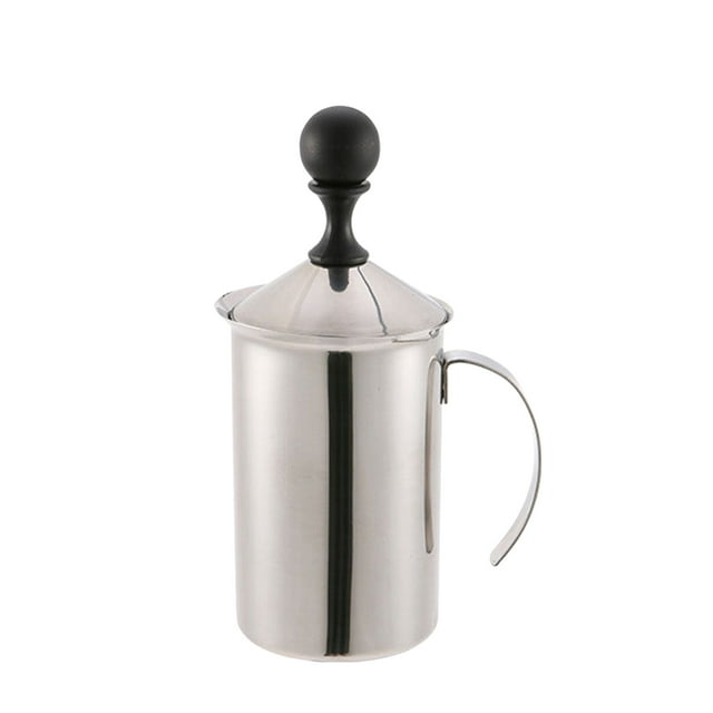 KAKOWELY milk frother 600ml Stainless Steel Hand Pump Milk Frother Manual Coffee Milk Frothing Pitcher Froth Pump Foamer Cup for Bar Cafe Home Teashop (Silver)