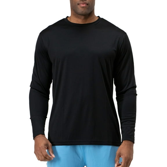 DEVOPS 2 Pack Men's UPF 50  Sun Protection Long Sleeve dry Fit Fishing Hiking Running Workout T-Shirts (2X-Large, Black)