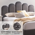 thumbnail image 3 of Upholstered Bed Frame with Palm-Shape Headboard, 750N Hydraulic Lift Storage Bed with Soft Velvet Fabric, 14 Wooden Slats, 8.26" Under-Bed Storage Space, Noise-Free Design, Gray, Full, 3 of 7
