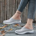 thumbnail image 4 of Floleo Women's Backless Slip On Floral Embroidery Knit Mule Sneakers, Breathable Mesh Wedge Sole Casual Daily Walking Footwear(Gray,6.5), 4 of 7