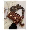 thumbnail image 2 of Women's Vintage Boston Bag Top Handle Satchel Purse Wide Strap Crossbody Handbag with Pom Pom Charm, 2 of 7