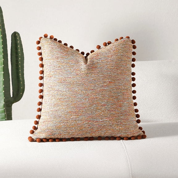 XmhyTop-A Brown Boho Cushion 45*45cm Farmhouse Decorative with Insert, 1 Piece