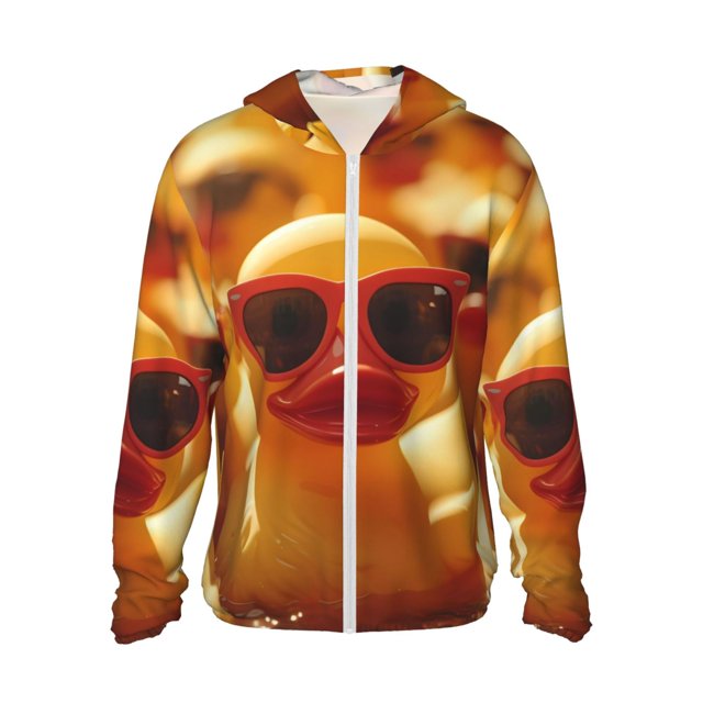 Balery Sunglasses Yellow Duck Sudadera ligera de manga larga con capucha y protección solar UPF 50+ para hombre y mujer, ideal para pesca y running-Small