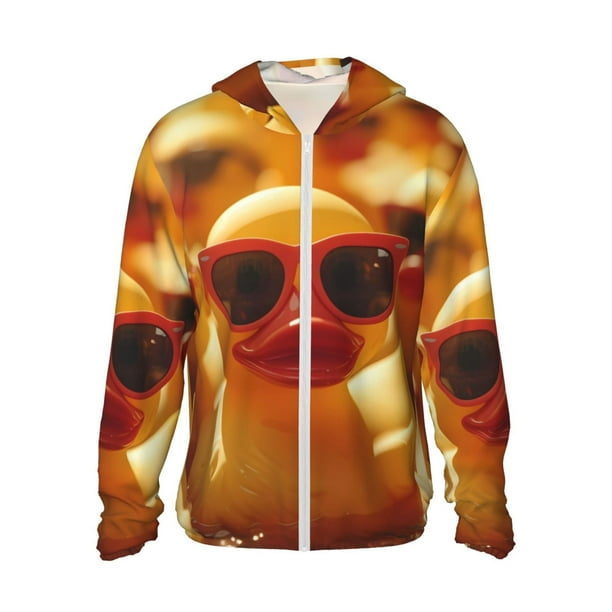 Balery Sunglasses Yellow Duck Sudadera ligera de manga larga con capucha y protección solar UPF 50+ para hombre y mujer, ideal para pesca y running-Medium