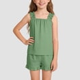 thumbnail image 5 of Girls Pajama Set With Cute Print Home Short Sleeve Shorts Pajama Set Print Tank Tops Elastic Shorts Pants Set Cartoon Print 2PCS Set Dailywear Set 5-6 Years, 5 of 7
