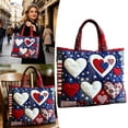 thumbnail image 2 of Floral American Flag Print Quilted Tote Patchwork 250 Anniversary USA 4th of July Patriotic Shoulder Bag Daily Handbag, 2 of 6