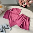 thumbnail image 2 of oqasdz Toddler Baby Boy Outfits Solid Color Loose T Shirt and Elastic Waist Shorts Sports Athletic Girls 2PCS Sweat Suit Size 2 Y-3 Y, 2 of 3