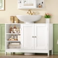 thumbnail image 6 of Pedestal Sink Storage Cabinet with 2 Doors and 3 Open Shelves, Under Sink Cabinet, Bathroom Sink Cabinet with U-Shape, White, 6 of 6