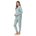 thumbnail image 3 of Women's Cuddl Duds® Cozy Long Sleeve Henley Pajama Top and Pajama Pants Set Color: Mint Dogs Size: M LONG, 3 of 4