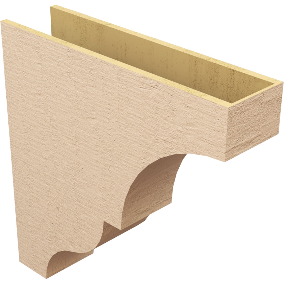 9"W x 36"D x 36"H Thin Asheboro Rough Cedar Woodgrain TimberThane Corbel, Primed Tan