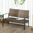 thumbnail image 2 of Outsunny Wicker Loveseat Patio Couch Outdoor Rattan Sofa w/ Quick Dry Foam, 2 of 10