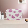 thumbnail image 5 of Unique Bargains 1 Pc Heart Drawstring Makeup Bag for Vacation Business Travel Plush Pink Purple, 5 of 6
