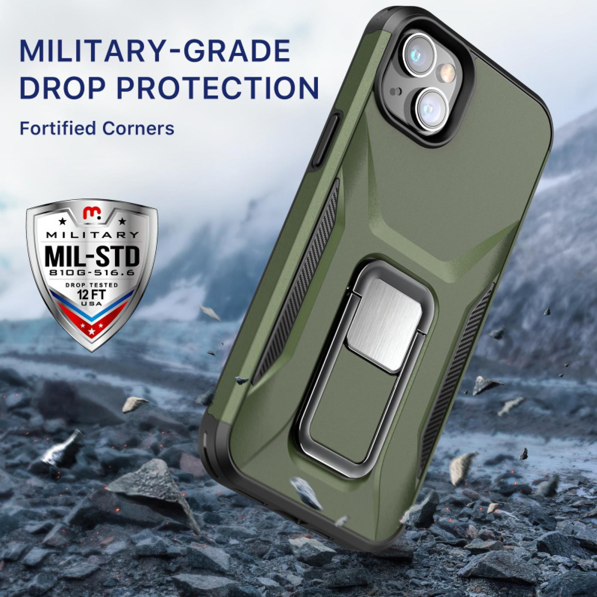 Heavy-Duty Phone Case with Kickstand for iPhone 16e/14/13 – Antimicrobial Shock-Absorbing Rugged Cover with Built-In Stand & Enhanced Grip
