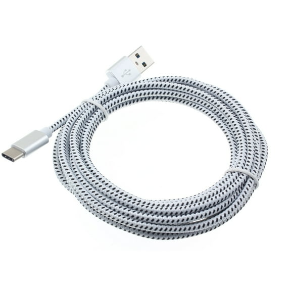Compatible With Moto G7 Power - Braided White 10ft Long Type-C Cable Rapid Charger Sync USB Wire Z6J for Motorola Moto G7 Power