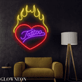thumbnail image 2 of Glowneon Heart Fire Tattoo Neon Sign, Tattoo Shop Led Sign, Wall Deco, 2 of 5