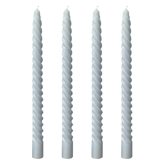 9.84in 4-Pack Taper Candles - Odorless Mixed Wax Wedding/Party Decoration Set (Light Blue)