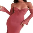thumbnail image 4 of Femmes Élégante Robe Licol Sangle Basse Coupe Solide Couleur Queue de Poisson Robes Dame Sexy Robe d'Été, 4 of 9