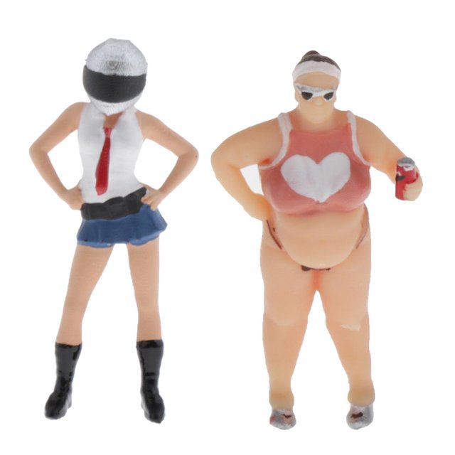 2x 1/64 personas figurita modelo arena de bricolaje Yotijar Figuras de lavado de autos en bikini