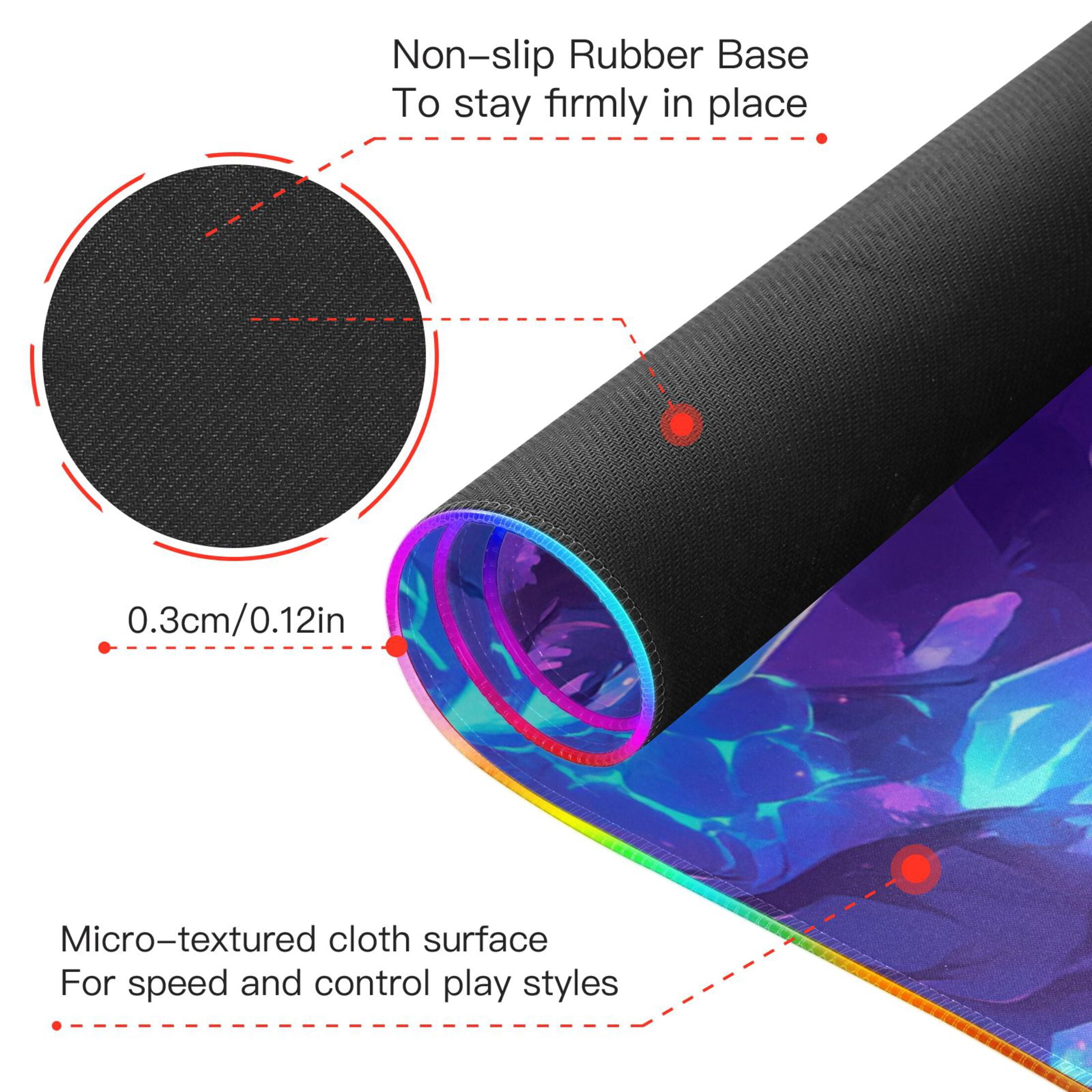 Purple Crystal Forest Large RGB Gaming Mouse Pad with Fast Wireless Charging, 31.5''x11.8''