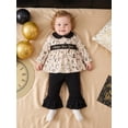 thumbnail image 4 of Loicainy Baby Toddler Girl New Year Outfit 6 12 18 24 Months 2T 3T 4T Letter Embroidery Tops and Ruffles Flare Pants Clothes Set, 4 of 9