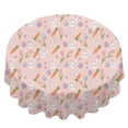 thumbnail image 2 of Easter and Bunny Paws Pink Pattern Round Tablecloth 60", Wrinkle-Resistant Wipeable Cover for Kitchen, Dining, Picnic & Patio, 2 of 6
