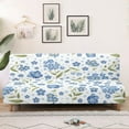thumbnail image 3 of Xixirimido Futon Sofa Bed Cover Stretch Armless Futon Slipcover Washable Elastic Sofa Couch Covers Home Furniture Protector, Blue Floral, 3 of 8