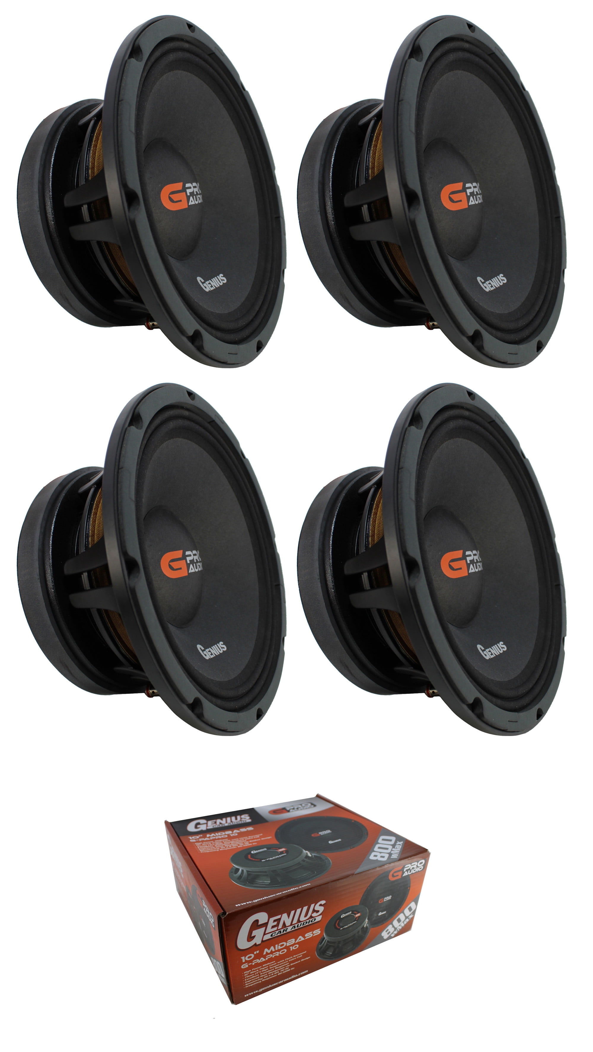 4 x 10&quot; Midbass Speaker 3200W 8 Ohm Pro Car Audio Genius G