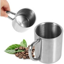 Stainless Steel Mug with Handle, Double Walled Camping Coffee Mugs,Unbreakable Mugs for Kids,Silver,6.8oz/200ml