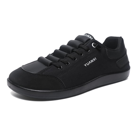 Men's Canvas Casual Sneakers, Low-Top Lace-Up Comfortable Shoes with Suede Toe Cap, Lightweight Footwear for Everyday Wear, Walking, and Casual Activities