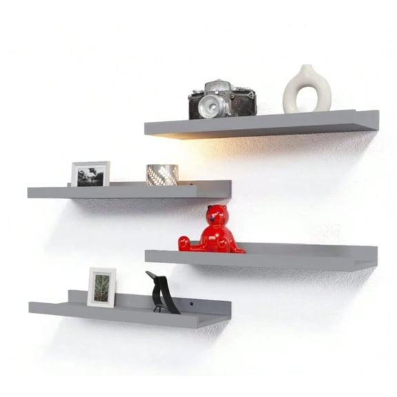 Floating Shelves Wall Mounted Set Of 4, Modern White Shelves For Bedroom, Nursery Shelves With Lip, Display Picture Ledge Shelf For Wall Decor Living Room Bathroom Kitchen